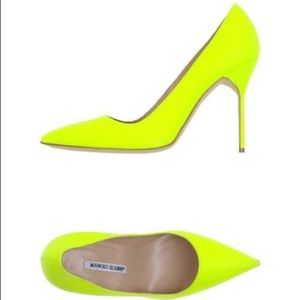 Manolo Blahnik neon yellow heels size 37